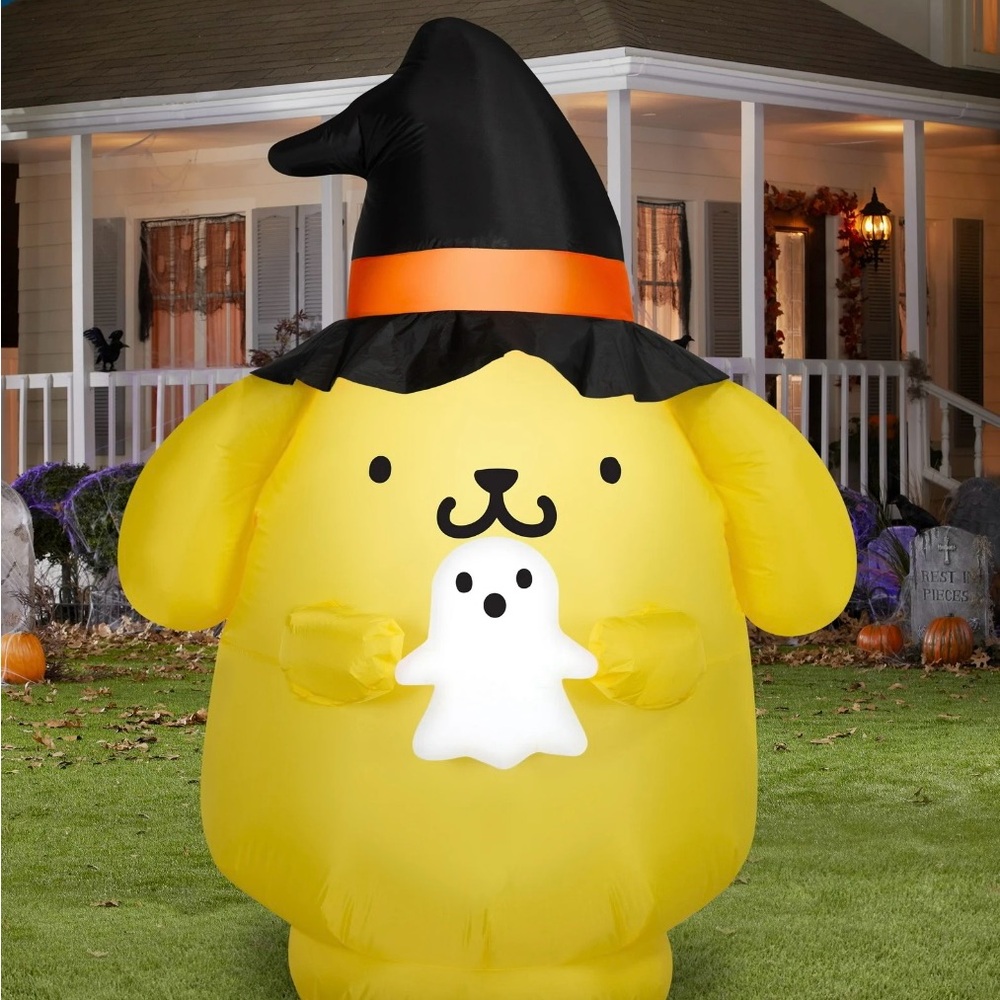Pompompurrin and Ghost Yellow Witch Halloween Yard Inflatable - Picture 3 of 3